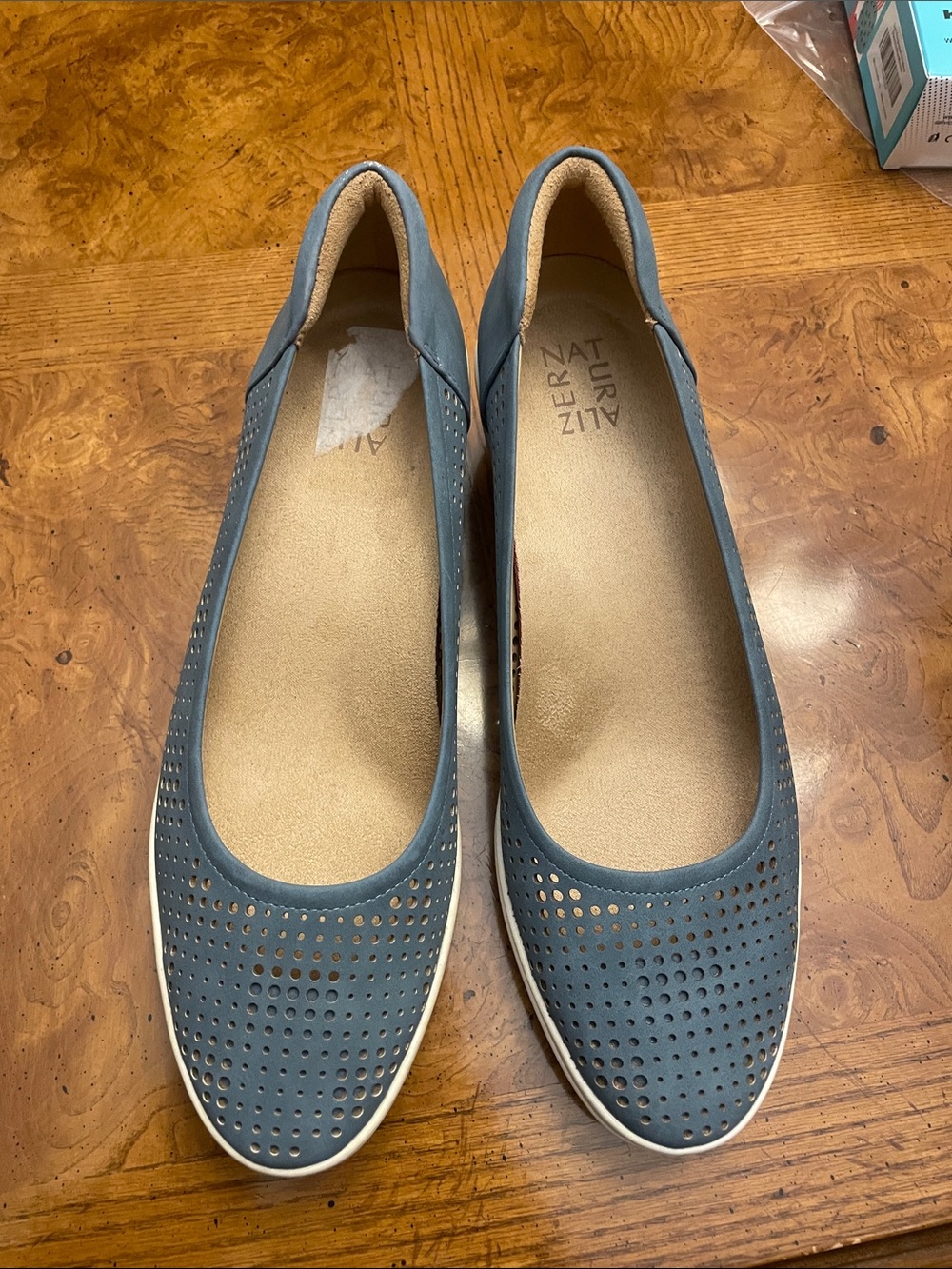NWT Naturalizer Sam2. Color Storm Blue. Size 10 Perforated Slip-On Wedge